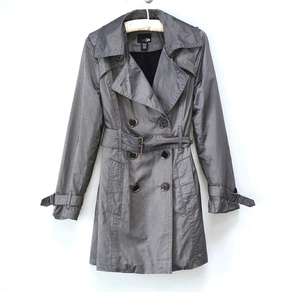 East 5th Jackets & Blazers - EAST5th Silver/Grey Trench, Removable lini…